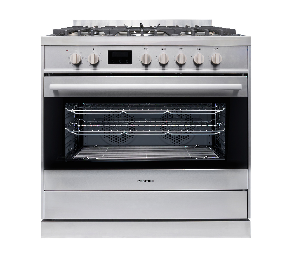 Parmco FS900SG02 900mm stainless steel freestanding stove with gas cooktop