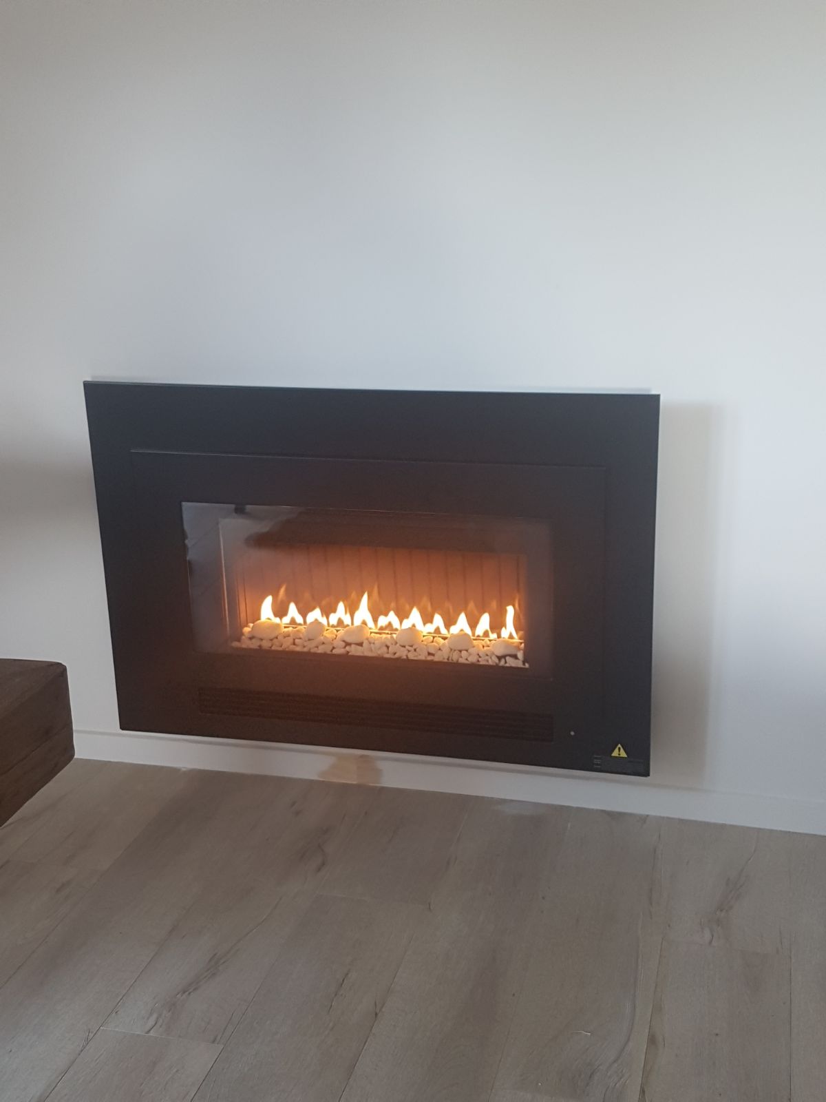 Inbuilt gas fire, black frame