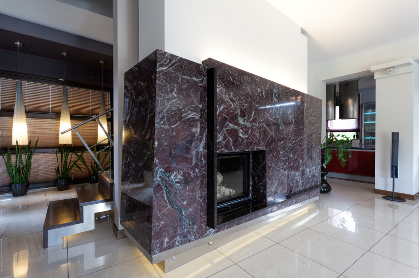 Marble surround gas fireplace