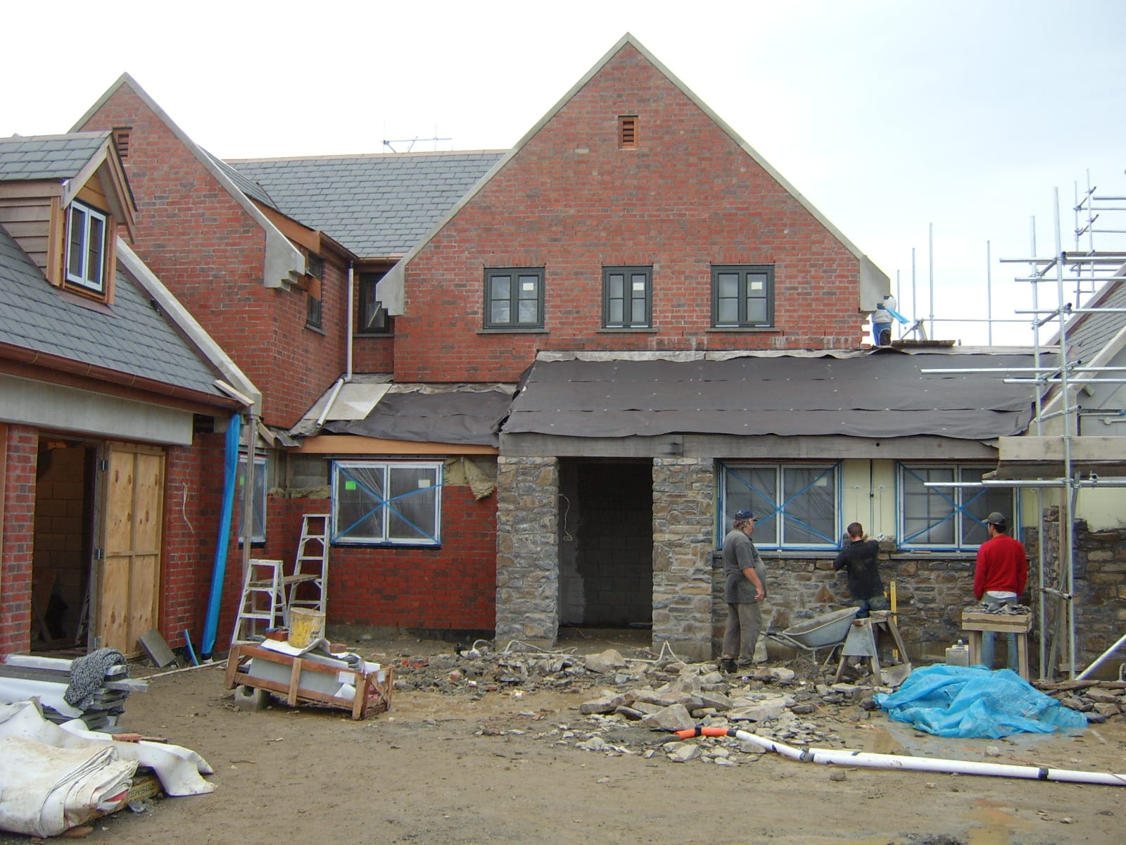 New brick and tile home mid-construction