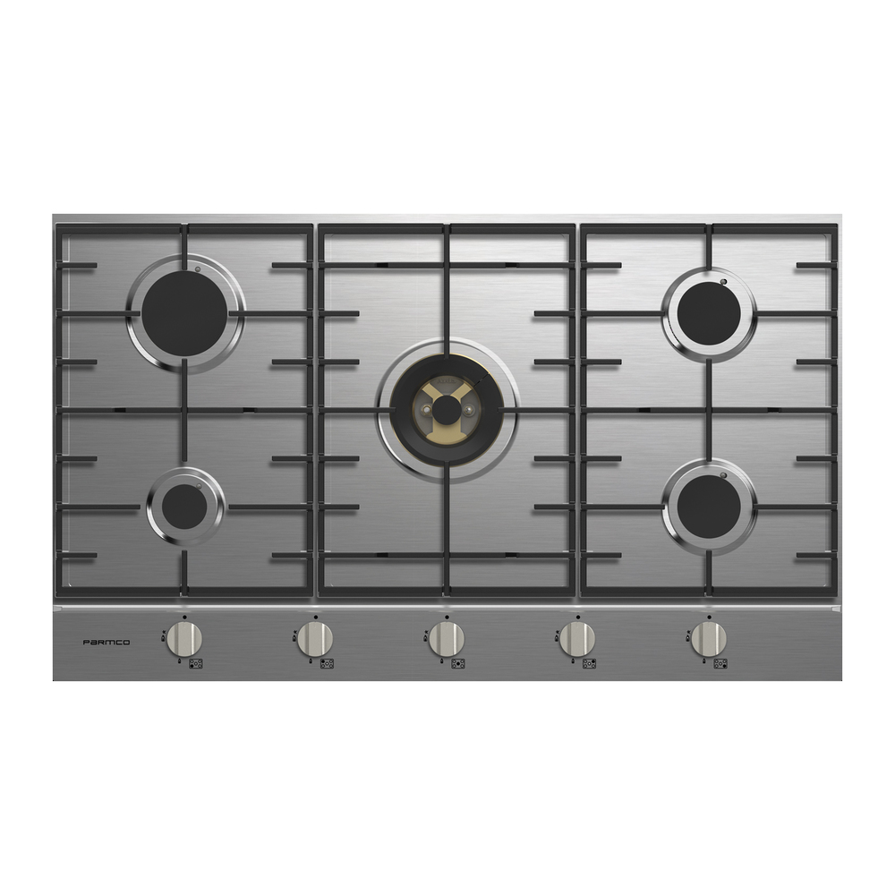 Parmco HO79SGW5 900mm stainless steel gas cooktop with wok burner